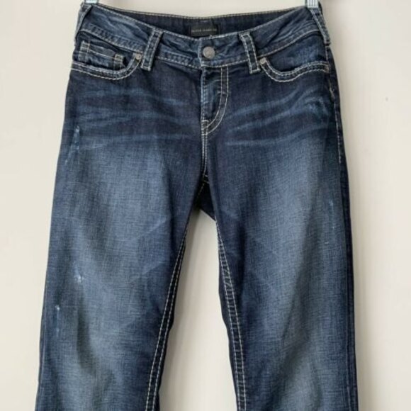 Silver Jeans Co Distressed Suki Straight Leg Blue 29 - Picture 5 of 8